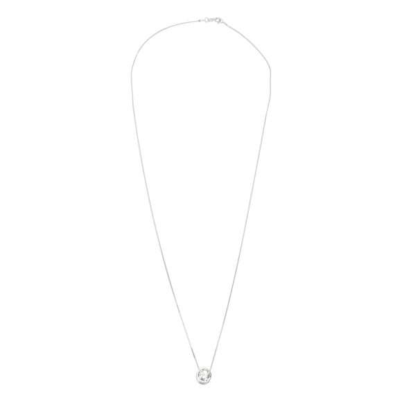 J VS1 Diamond Bezel Set Solitaire Necklace in 14K White Gold (1 CTW) - Picture 2 of 4